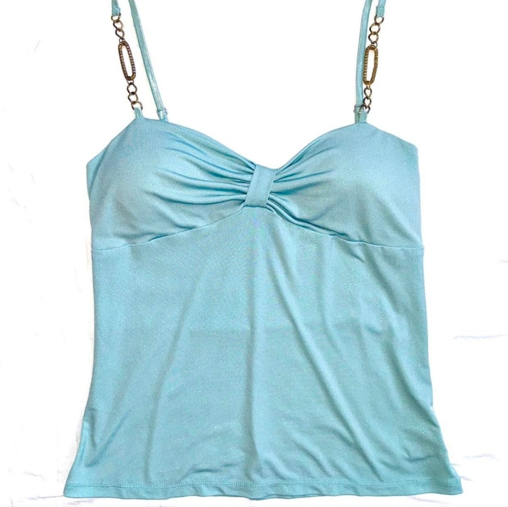 Elegant Blue Camisole with Gold Accents